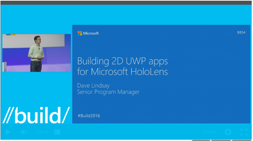 Build Event Video on 2D UWP Apps for Microsoft HoloLens