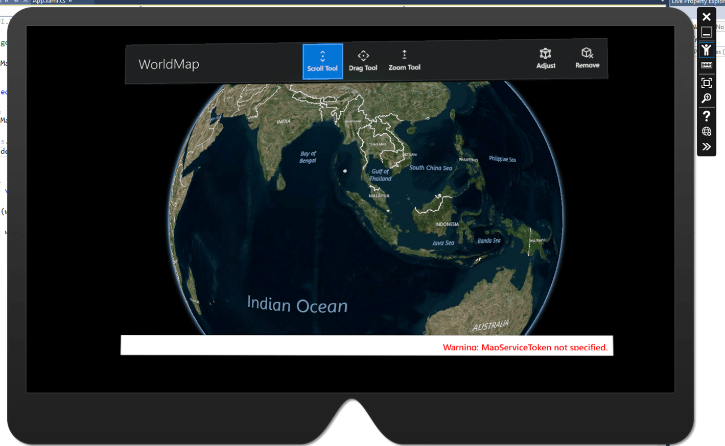 UWP World Map running in HoloLens