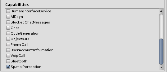 Enable the SpatialPerception 