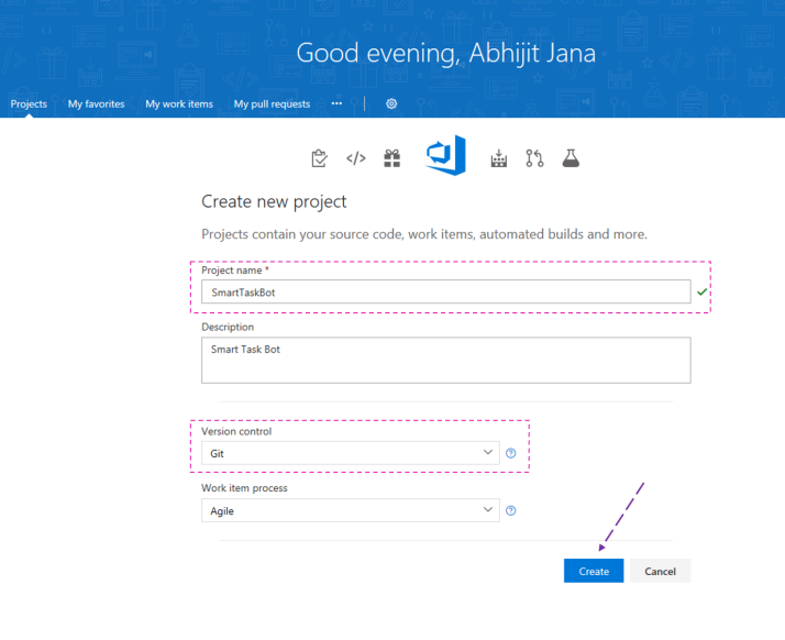Create a Team Project in VSTS