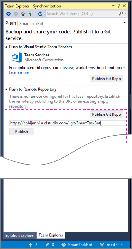 Publish to GIT from Visual Studio